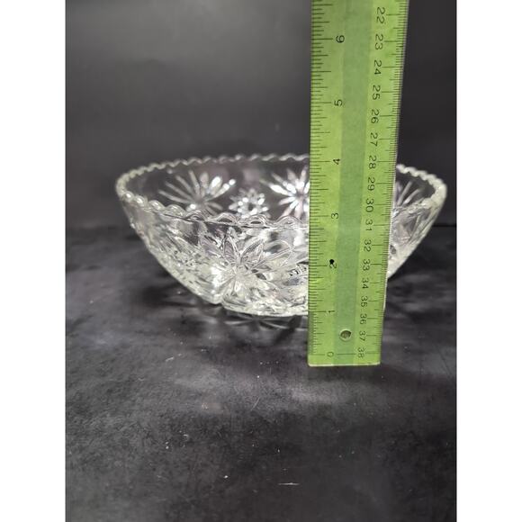 Anchor Hocking Star Glass Bowl‎ Clear Prescut Fruit, Salad, 10.5" Large, Vintage - Picture 9 of 9
